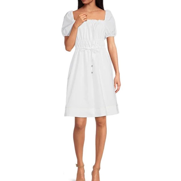 LDT
Claire Square Neck Smocked Short Puffed Sleeve Drawstring Front Dress - Picture 3 of 12